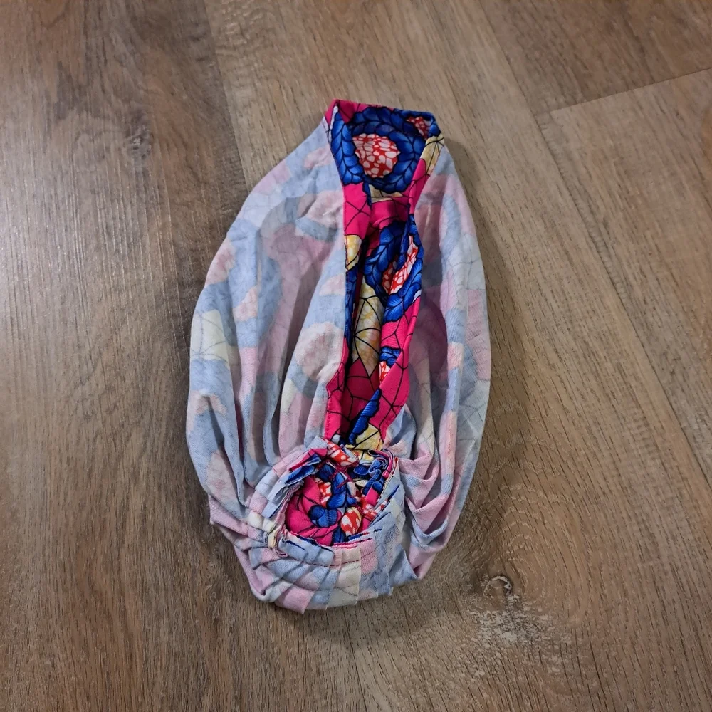 Vibrant Pre-tied Ankara Print Turban Headwrap Scarf Front Knot Bold Pattern NWOT